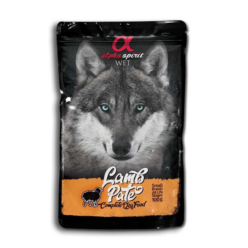 Alpha Spirit perro pouch pate cordero 24x100grs - Pet House Noia