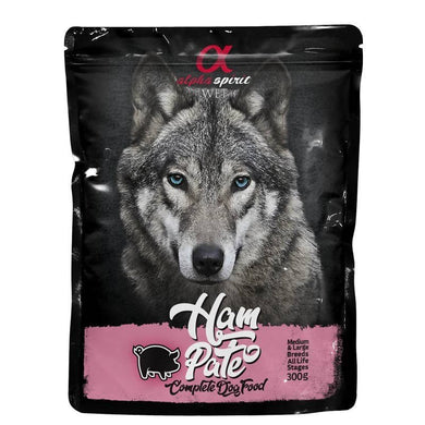 Alpha Spirit perro pouch pate jamon 12x300grs - Pet House Noia