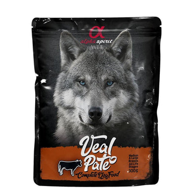 Alpha Spirit perro pouch pate ternera 12x300grs - Pet House Noia