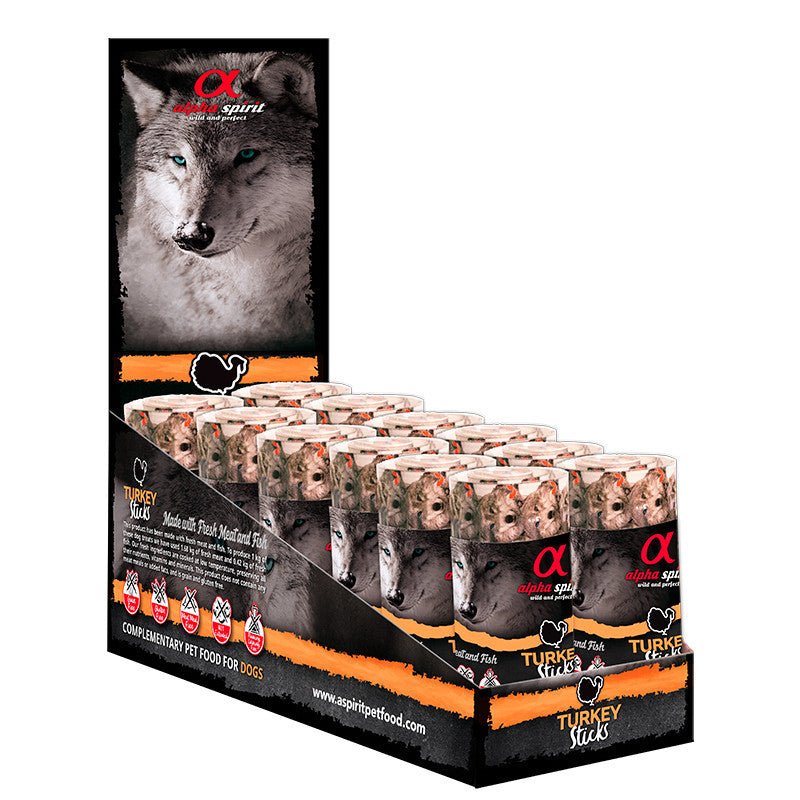 Alpha Spirit Ristra de Barritas de Pavo Perro 16und (caja x12) - Pet House Noia