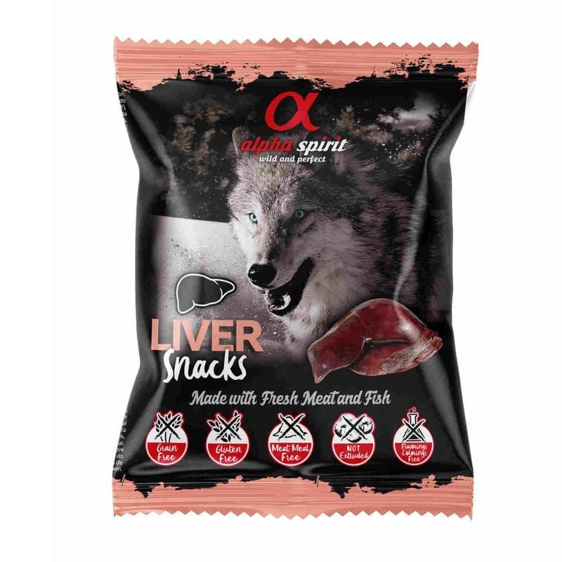 Alpha Spirit Snacks de Higado perro (24 bolsas x 50g) - Pet House Noia