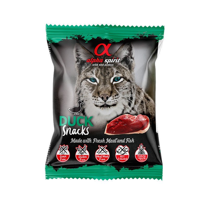 Alpha Spirit Snacks de Pato gato (24 bolsas x 50g) - Pet House Noia