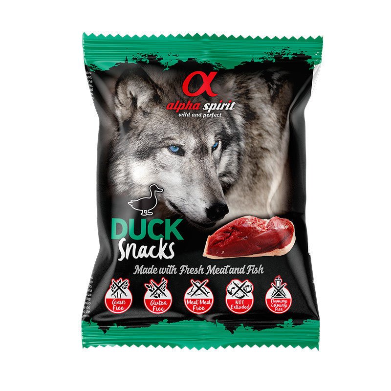 Alpha Spirit Snacks de Pato perro (24 bolsas x 50g) - Pet House Noia