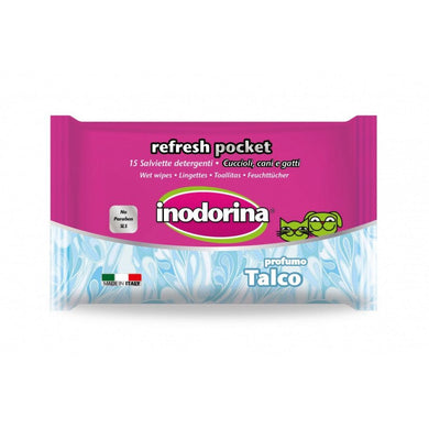 Inodorina toallitas refresh talco pocket 15 uds - Pet House Noia