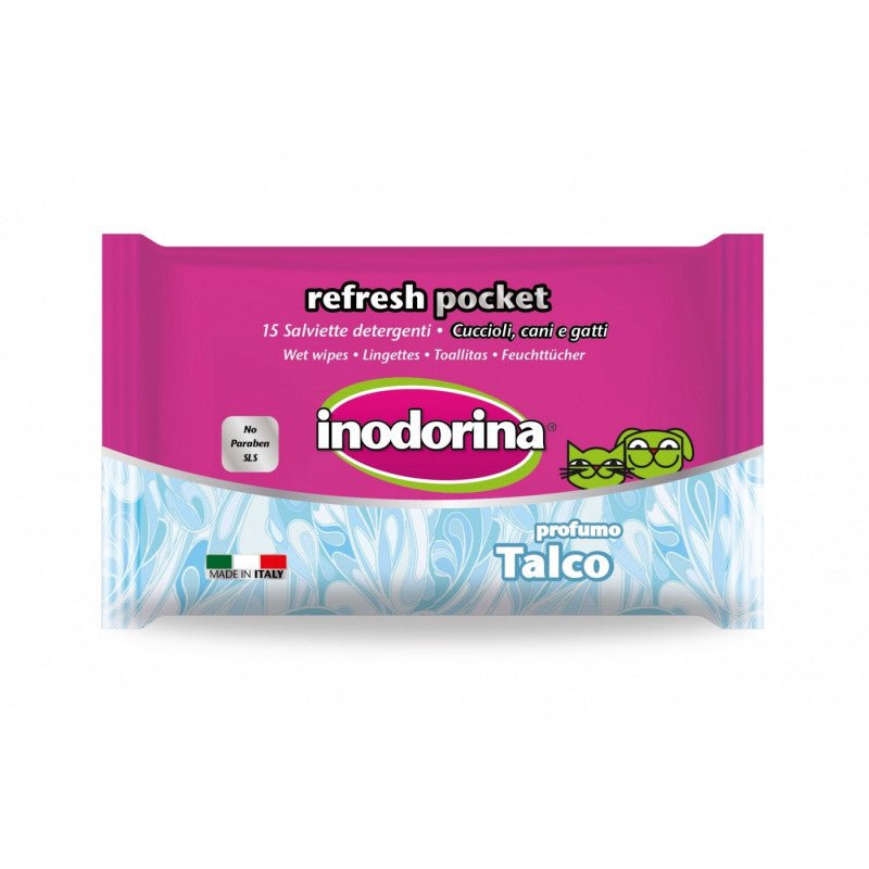 Inodorina toallitas refresh talco pocket 15 uds - Pet House Noia