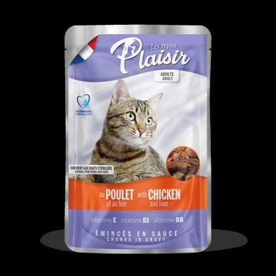 Plaisir Cat Pouch Pollo-Higado en Salsa 22x100gr - Pet House Noia