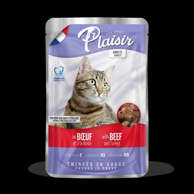 Plaisir Cat Pouch Ternera-Pavo en Salsa 22x100gr - Pet House Noia