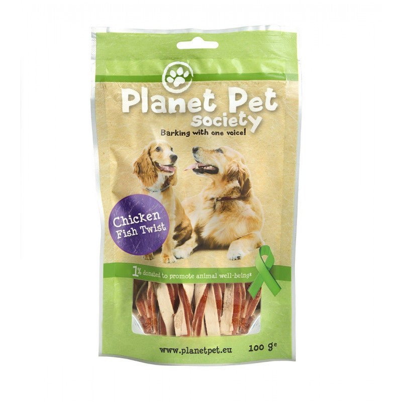 Planet Pet Snack Twist Pollo y Pescado 100gr - Pet House Noia