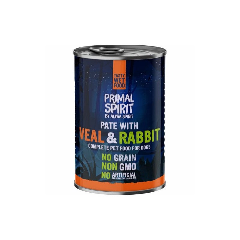 Primal Spirit dog lata Veal-Rabbit 24x400 gr - Pet House Noia