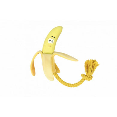 Veggy Toy Banana Latex y Cuerda 49cm - Pet House Noia